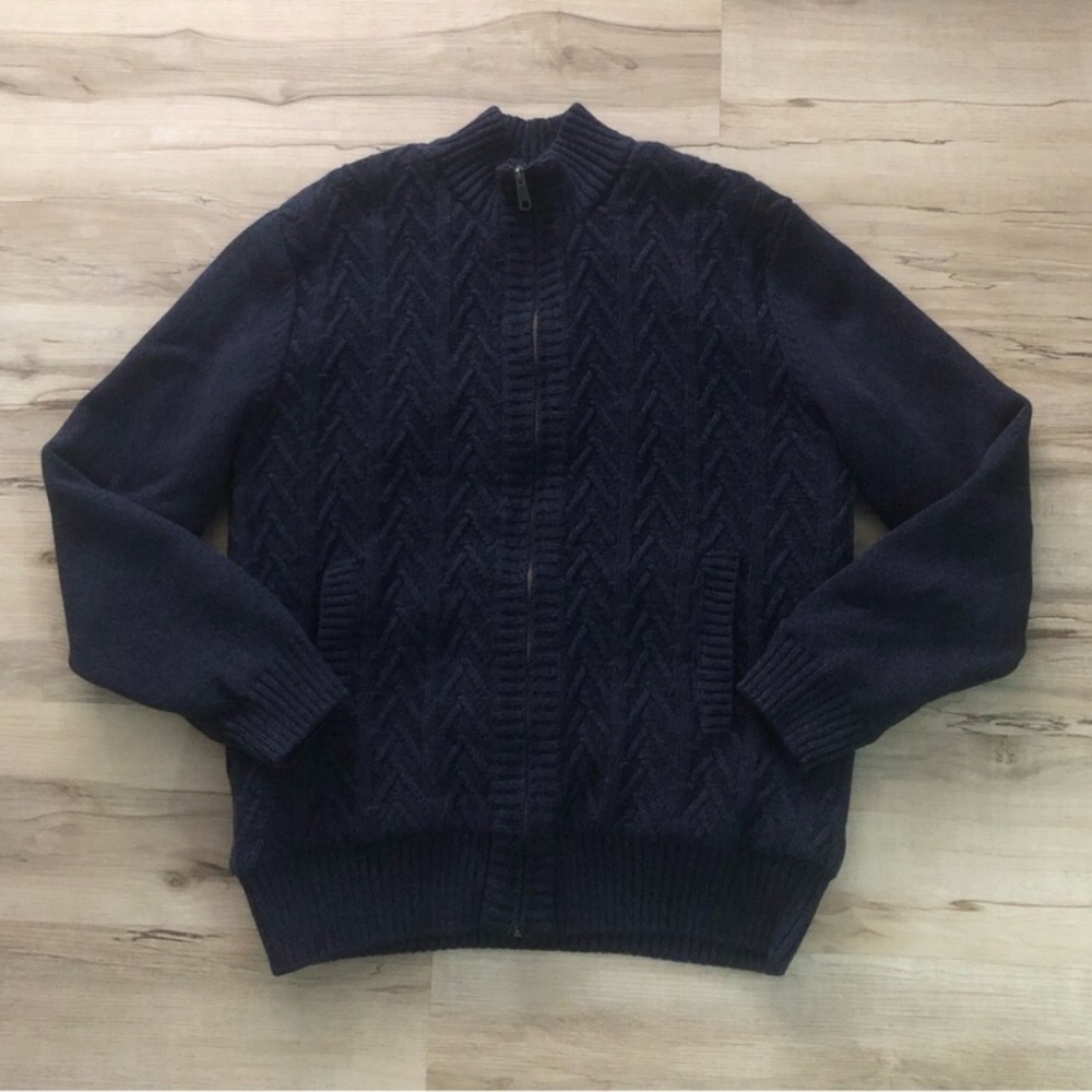 Ike Behar Men's Dark Blue Zip-Up Sweater